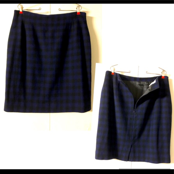 Jones New York Plaid Skirt Sz 16 Cozy soft 92% Worsted Wool Classic Pencil Tweed - Picture 11 of 11